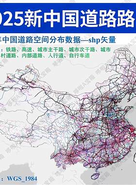 2025中国全国道路路网shp矢量数据GIS铁路高速国道省道城市道路