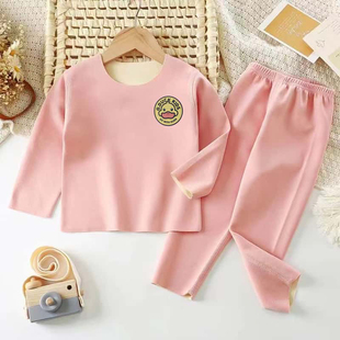 儿童保暖内衣套装无痕德绒宝宝秋衣秋裤双面磨毛男女童家居服睡衣