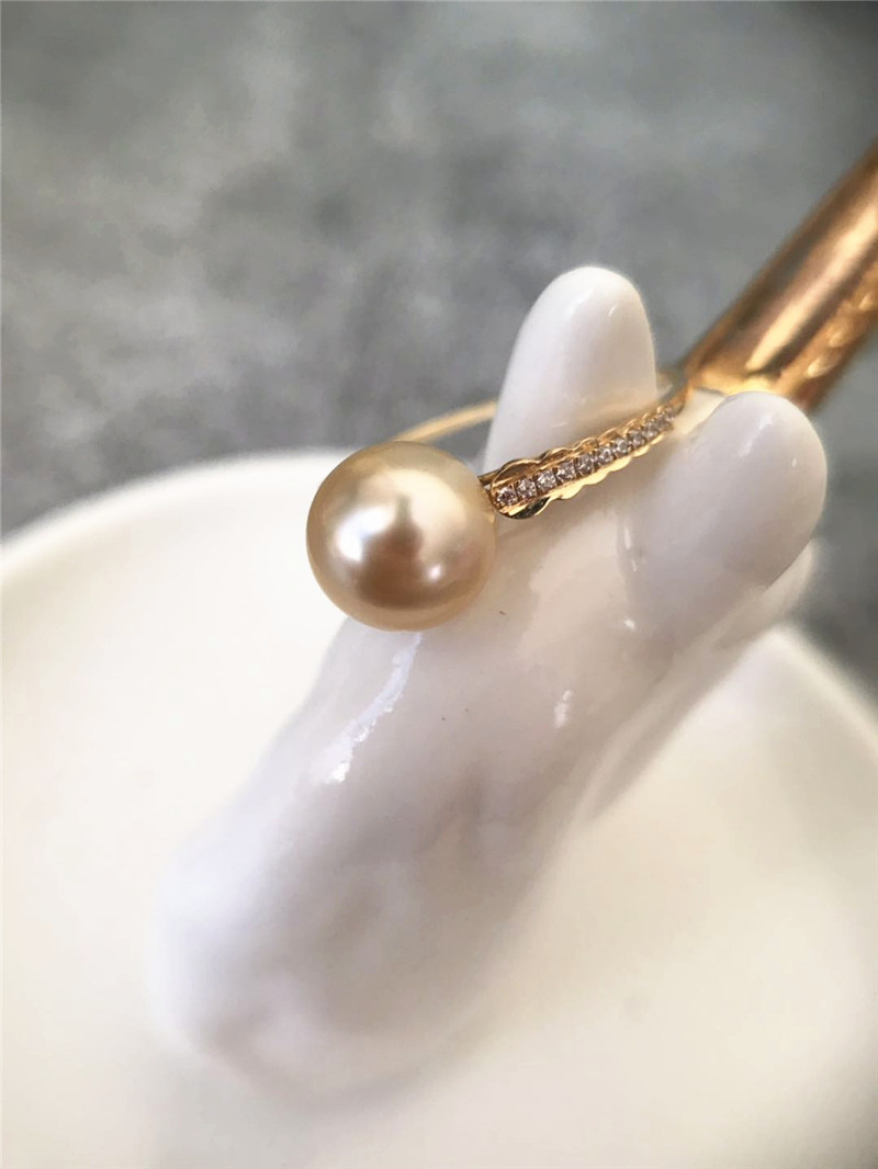 DIY成品  18K金微镶钻南洋金珠戒指  正圆无暇 8.5-9MM  22号戒圈|ruв категории персональные настройки/разработка услуг/DIY, украшения на заказ, кольцо, браслет настройки - от Buy2taobao.com для оказания профессиональной услуги покупки агента Taobao