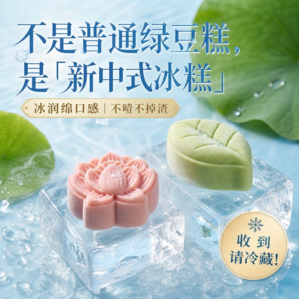 冰淇淋口感绿豆冰糕中式糕点心抹茶慕斯手工下午茶歇甜品摆盘零食