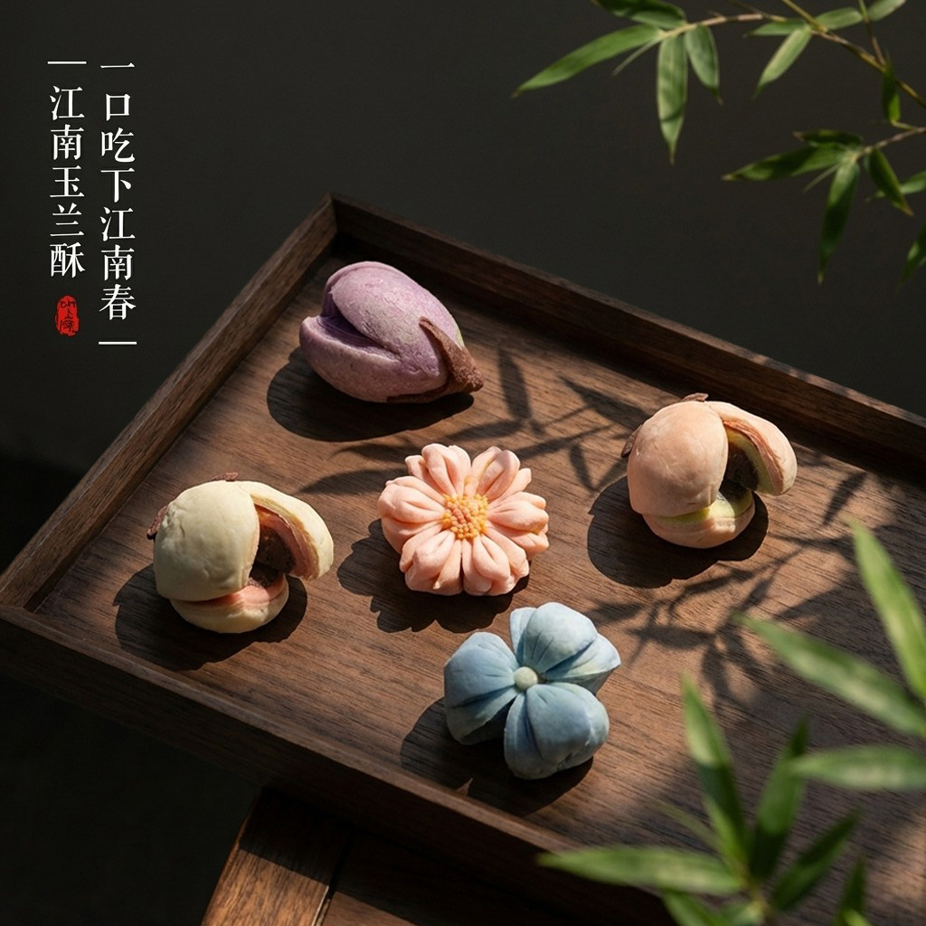传统玉兰花酥新中式糕点酥皮点心下午茶歇订婚摆盘苏州特产伴手礼