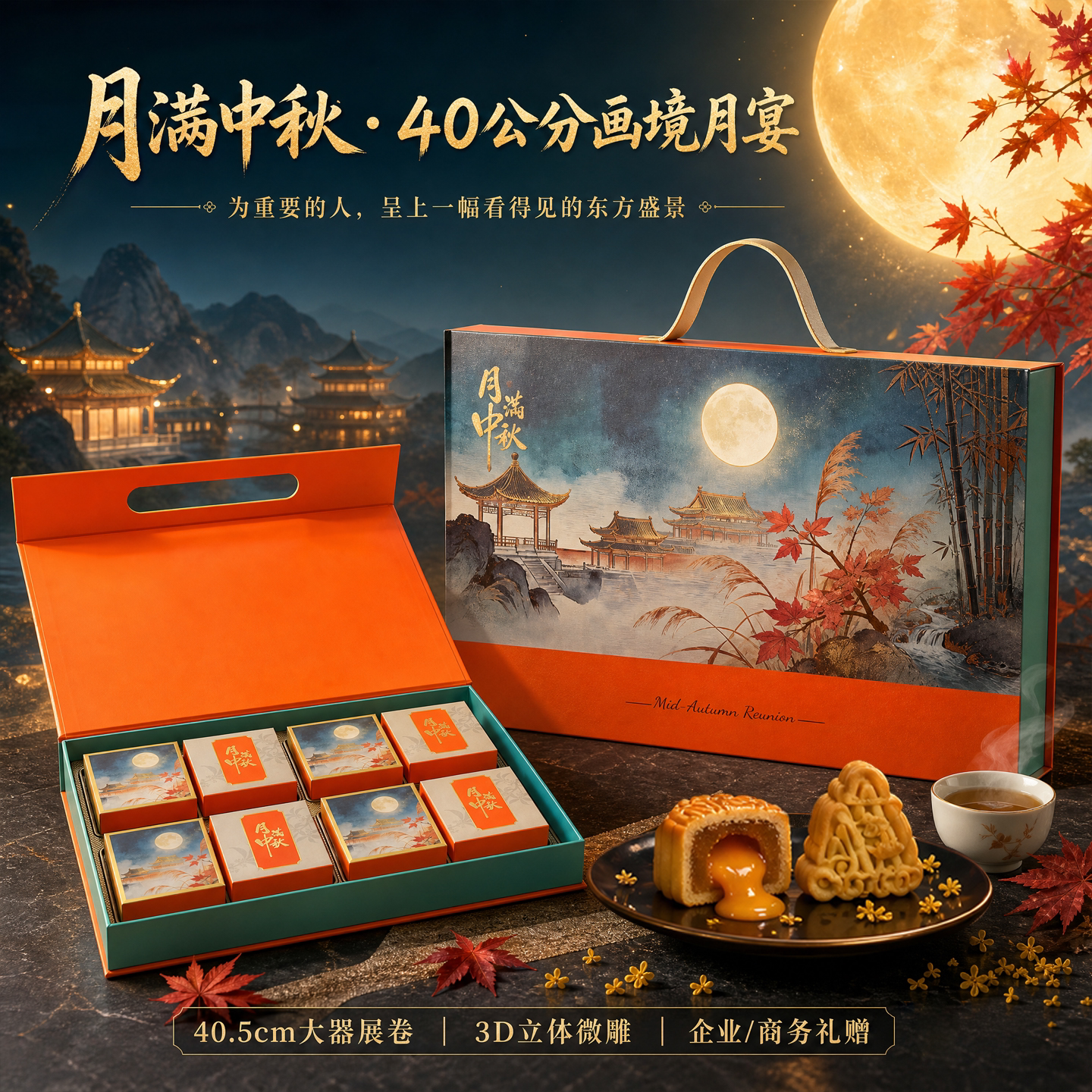 中秋节月饼礼盒巧克力奶黄流心广式莲蓉蛋黄金椰酥公司团购送客户