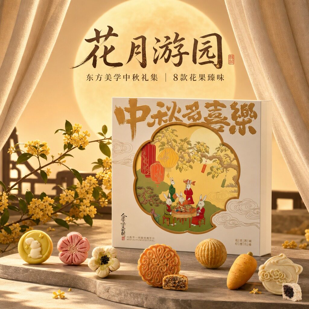 中秋节月饼礼盒广式蛋黄莲蓉五仁花酥中式糕点伴手礼高档送人长辈