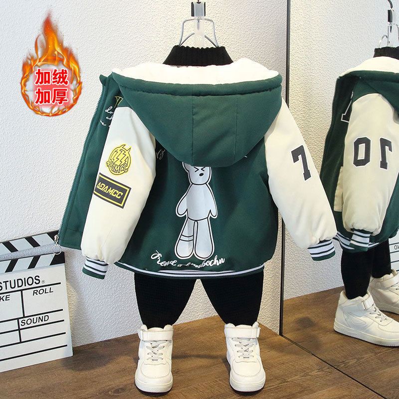 男童加绒加厚棉服外套
