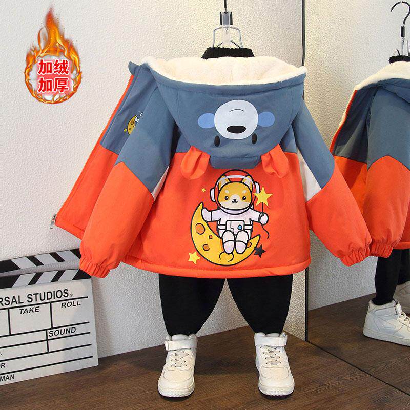 男童加绒外套冬季加厚棉服