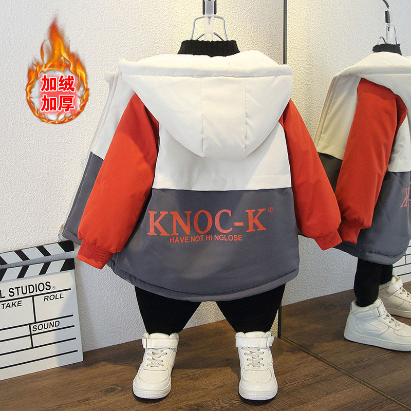 男童加绒外套2025新款派克服冬季棉服加厚棉衣儿童洋气童装过年服