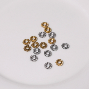 钛钢保色圆形花边装饰隔片DIY手工饰品配件串珠手链项链材料散珠