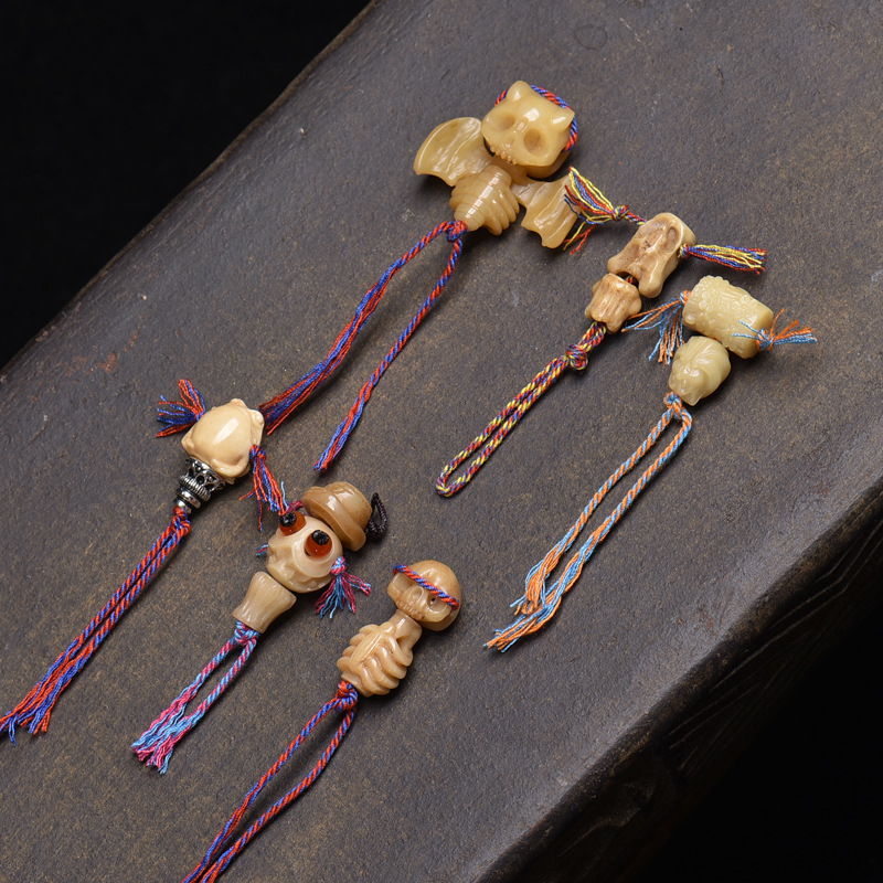 天然骆驼骨雕刻藏式佛珠手串饰品