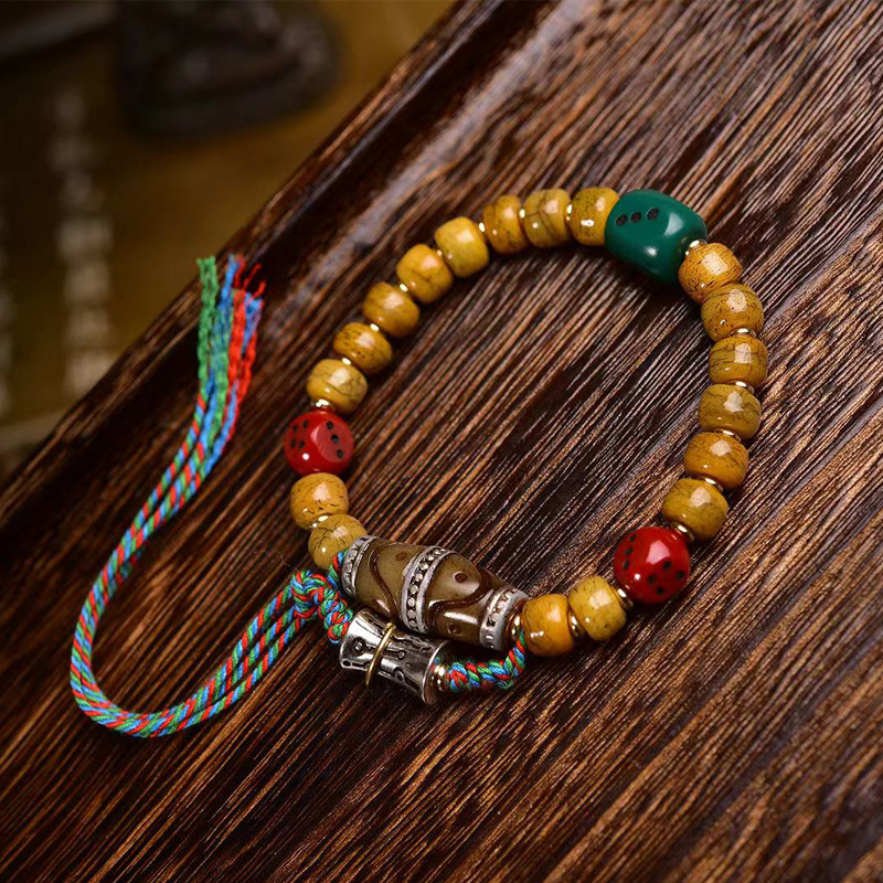 藏传骆驼骨文玩手串单圈