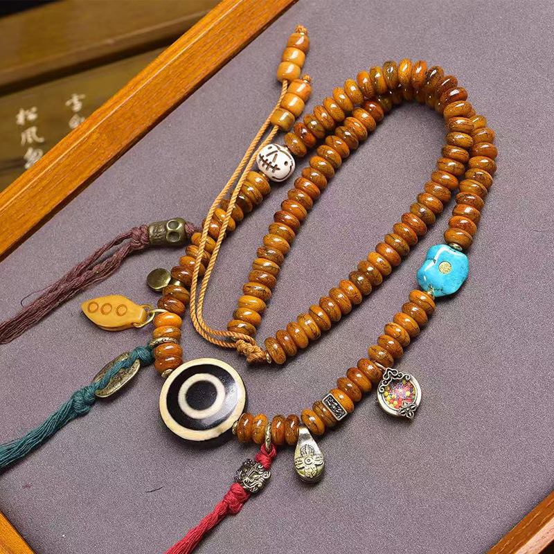 藏式文玩回流骨药片珠108颗佛珠