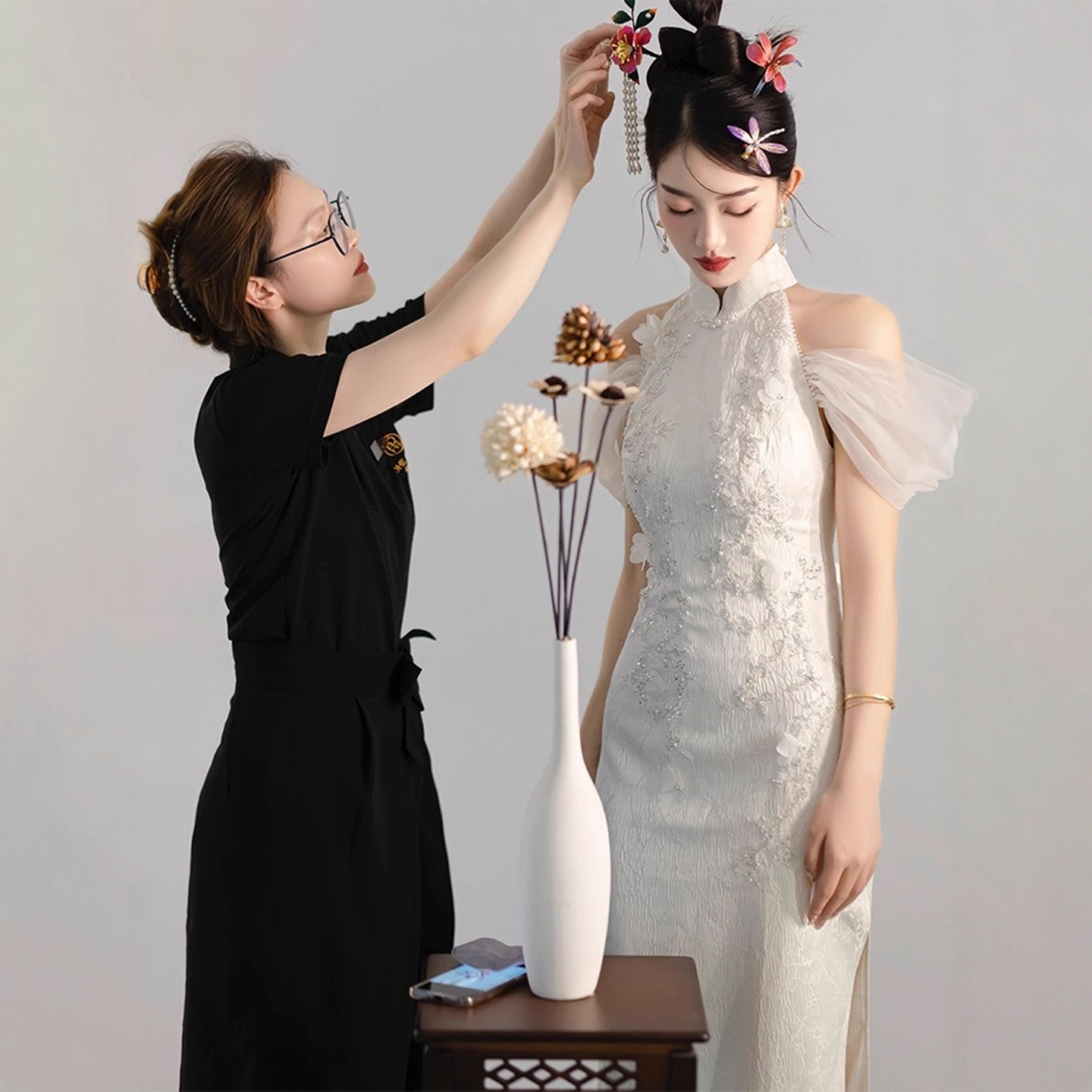 海棠记新中式晨袍女新娘回门订婚礼服高端小众改良旗袍宴会连衣裙