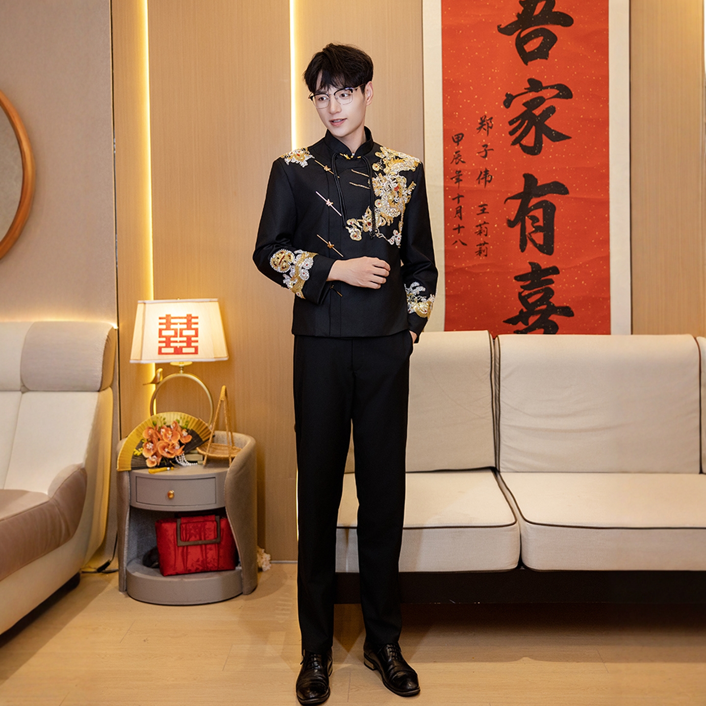 海棠记中式男装中山装男士结婚服