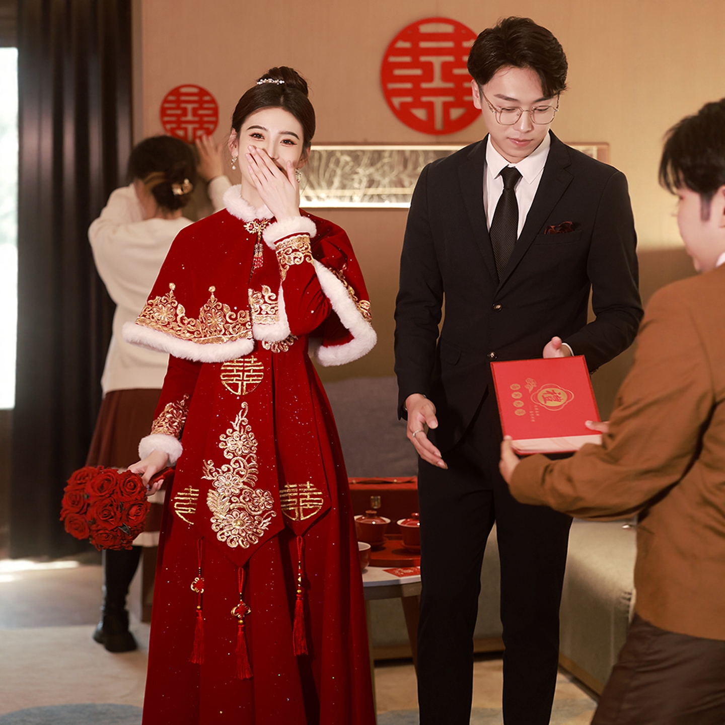 海棠记孕妇敬酒服新娘新中式旗袍