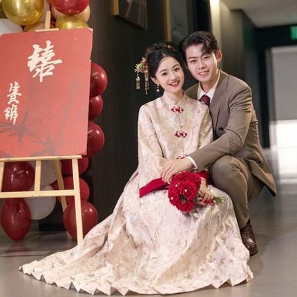 新中式孕妇敬酒服2025新款新娘大码胖mm遮肚子订婚回门礼服夏季女