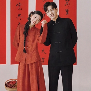 海棠记新中式新郎结婚订婚西服男帅青年中国风西装中华立领中山装