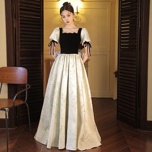 海棠记法式晚礼服裙女宴会气质主持人高端轻奢成人礼毕业声乐艺考