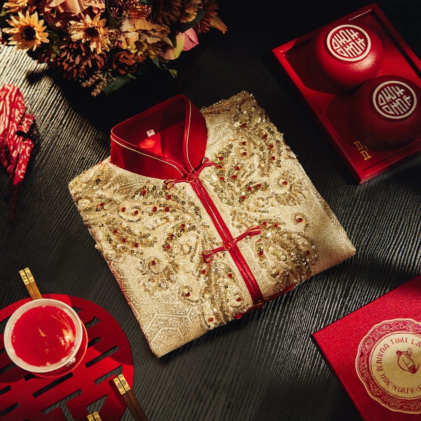 海棠记新款男秀禾服中式新郎大码结婚礼服男士敬酒接亲龙凤褂婚服