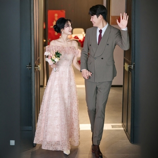 海棠记绝美敬酒服新娘高级感大码胖mm订婚连衣裙高端主持晚礼服女