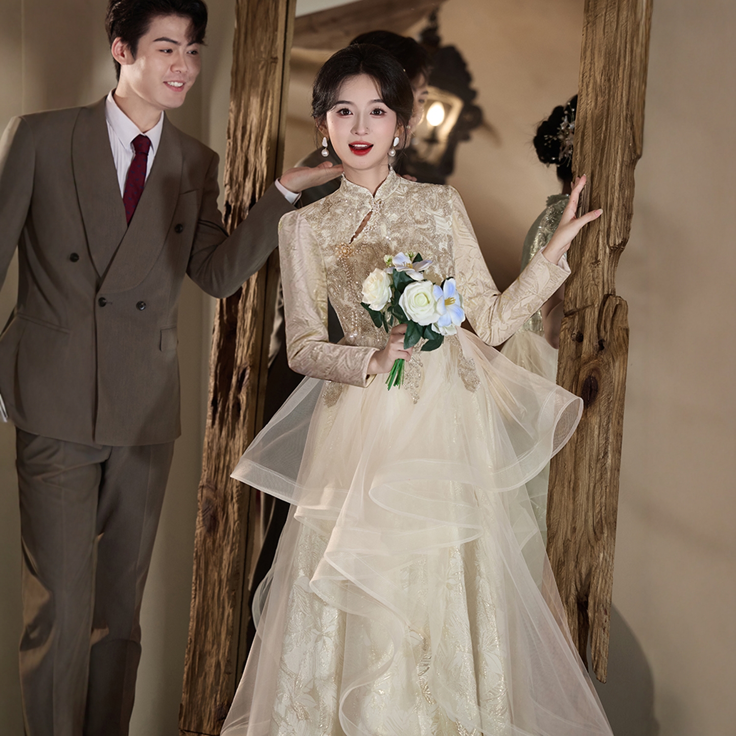 海棠记新中式孕妇旗袍敬酒服订婚