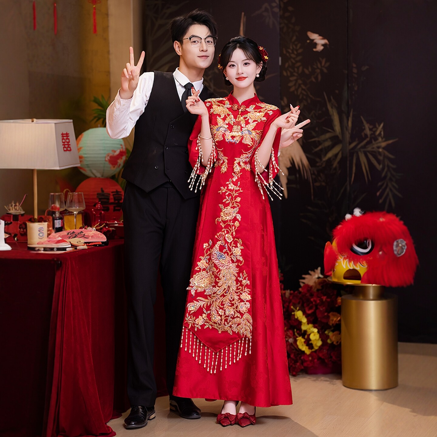 海棠记大码敬酒服新娘结婚秀禾服女中式订婚旗袍重工长款出阁礼服