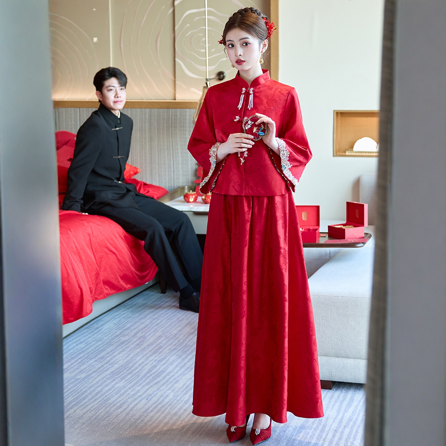 海棠记新中式敬酒服订婚礼服新娘
