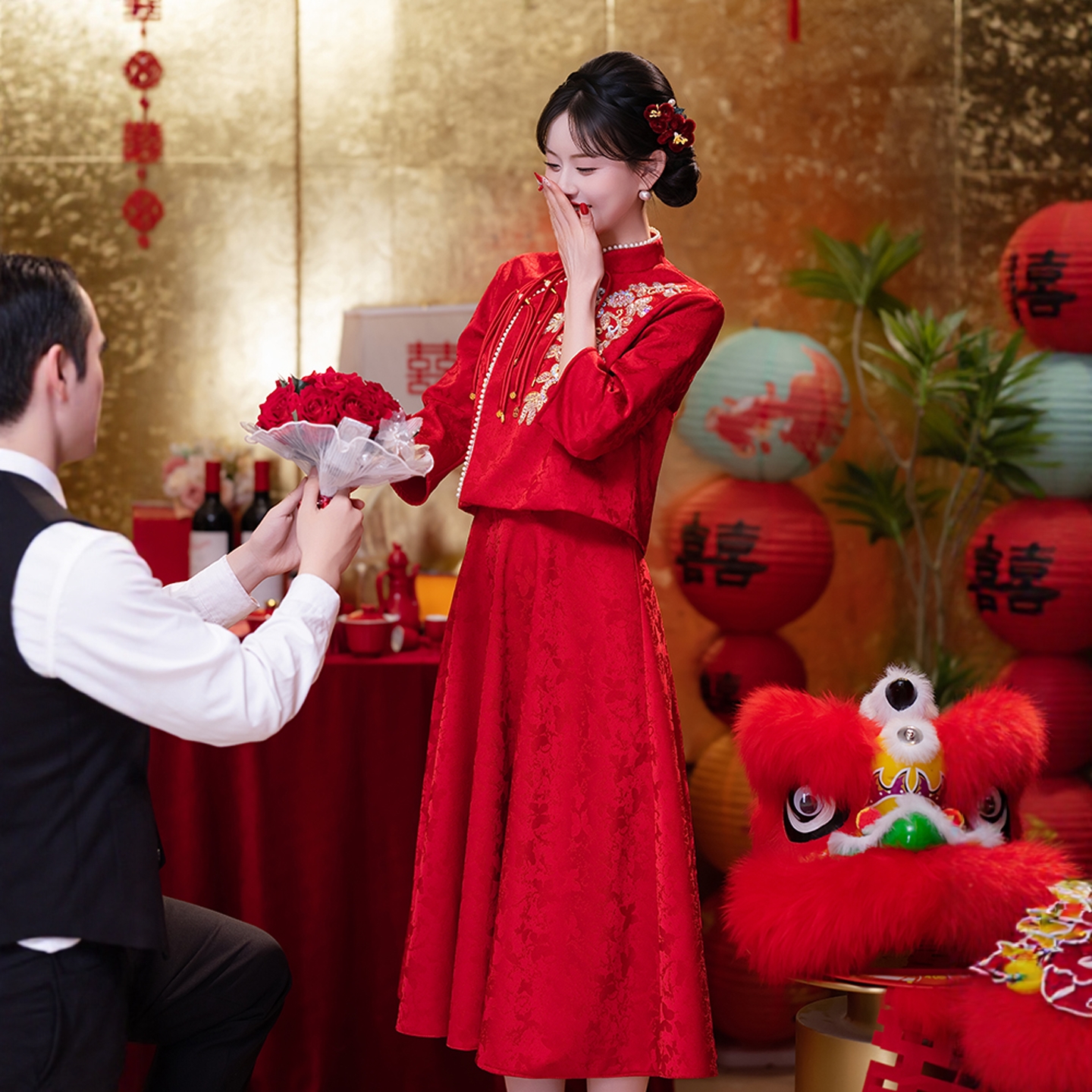 海棠记新中式敬酒服套装订婚旗袍