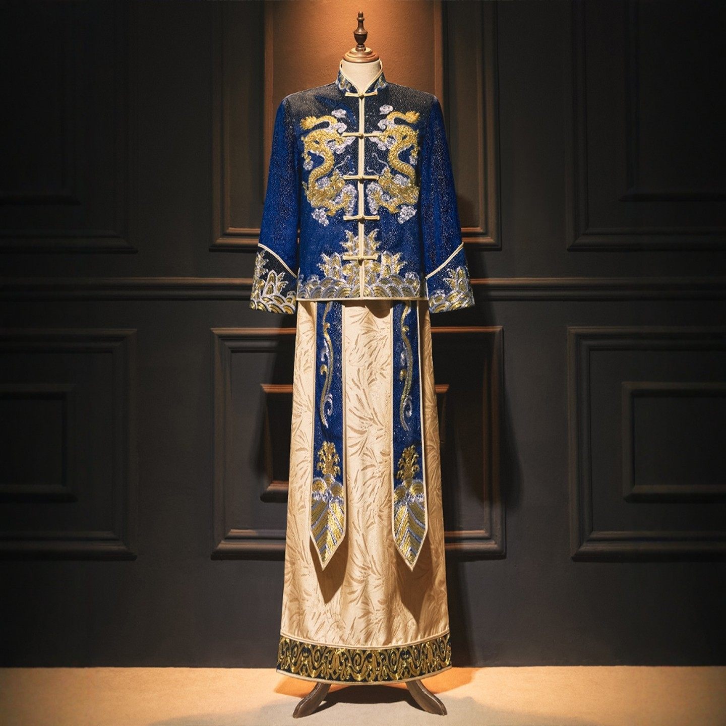 海棠记新款中式礼服男款秀禾服新郎古装唐装结婚大码接亲服敬酒服