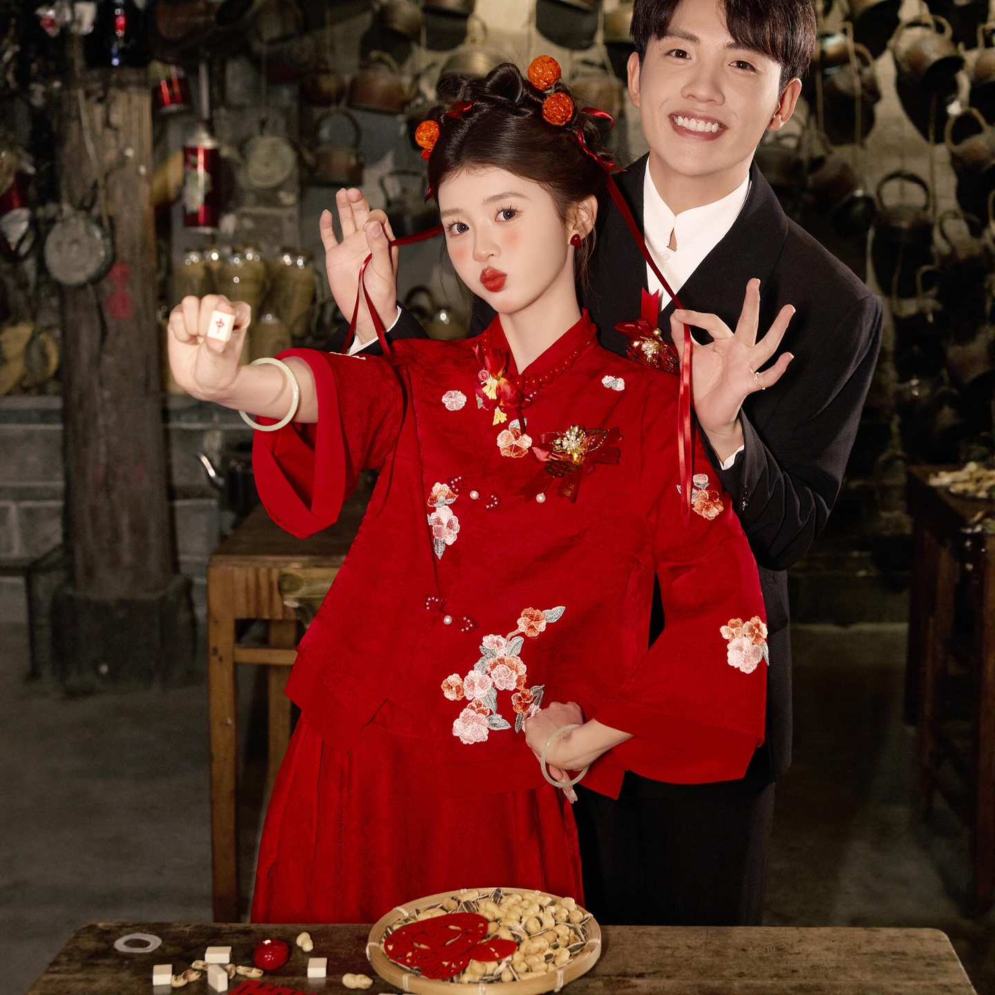 海棠记孕妇新娘结婚晨袍大码冬