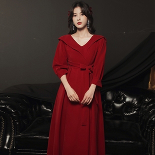 海棠记大码敬酒服2025新款新娘高腰遮孕肚显瘦回门宴会长款礼服裙