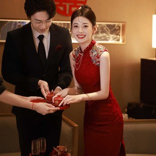 海棠记敬酒服新娘旗袍小个子订婚礼服连衣裙中式改良结婚便装绝美