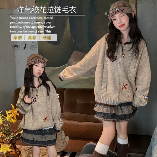 女童新款洋气秋装复古休闲外套
