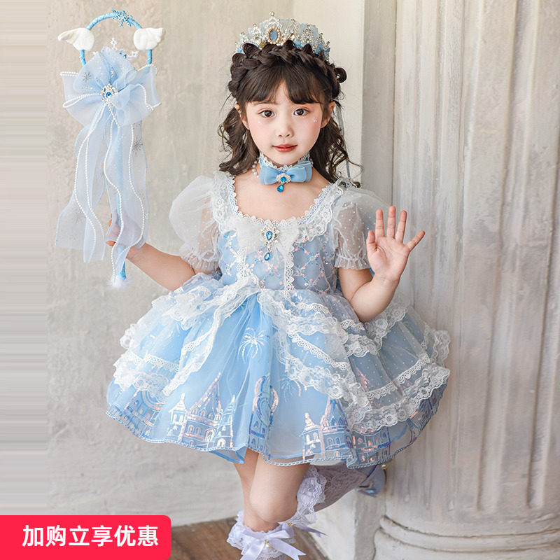 女童艾莎公主裙洛丽塔连衣裙图片