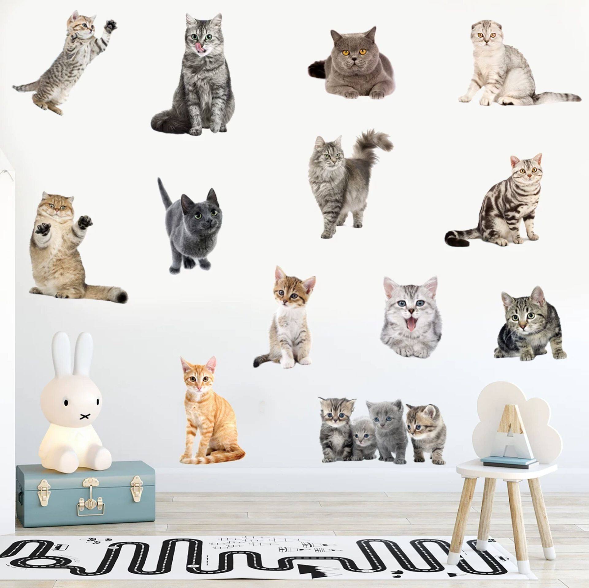 3D立体宠物店玻璃贴防水仿真小猫贴画卧室宿舍墙贴装饰随意贴纸,家居饰品,软装墙贴,淘宝优惠券,粉丝福利购,淘宝优惠卷