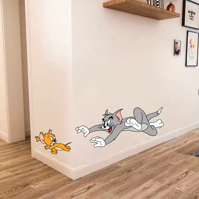猫和老鼠3d立体墙贴画儿童房间卧室布置客厅创意墙壁装饰自粘贴纸图片