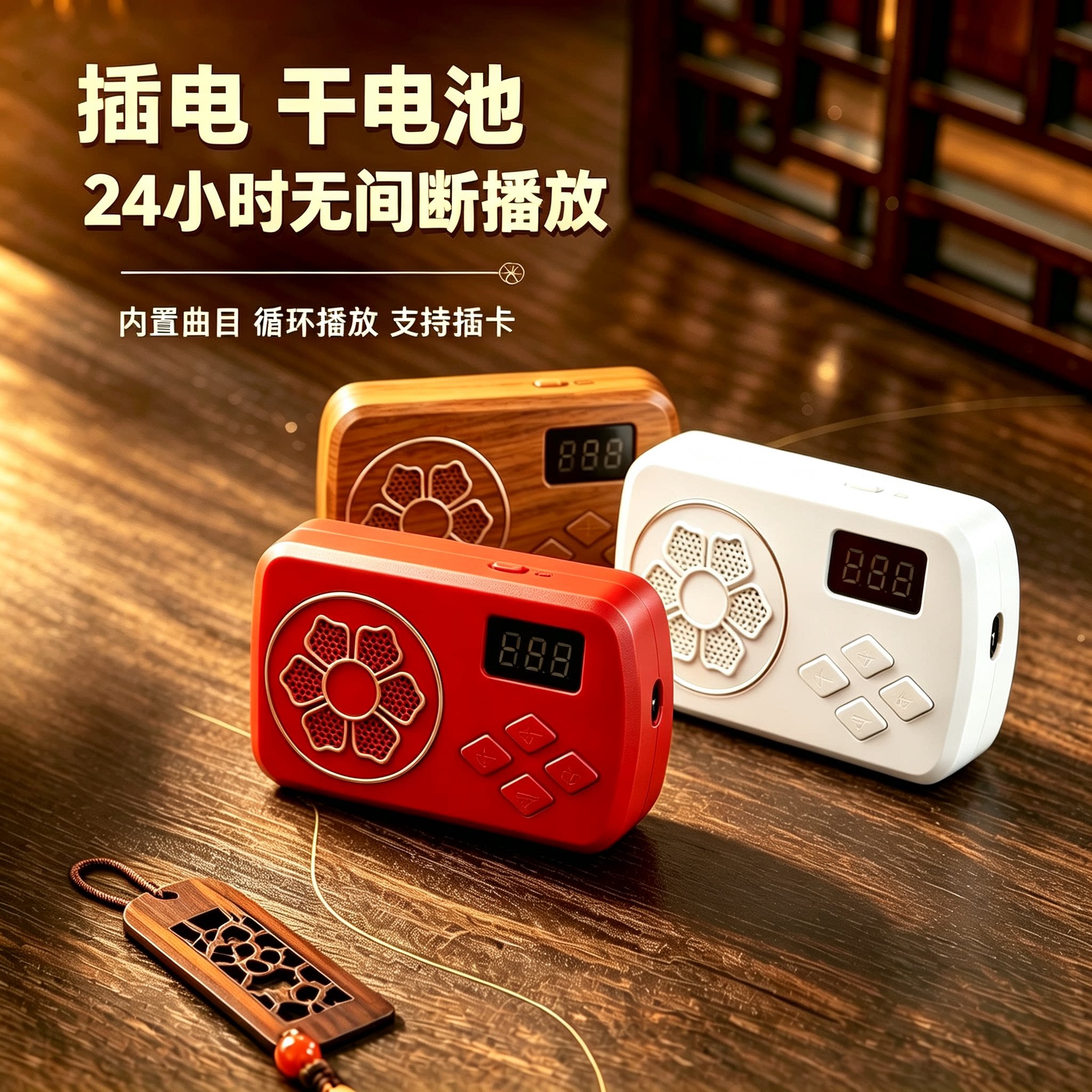 电池插电两用高档家用24小时循环播放器老人大音量音乐插卡老唱机