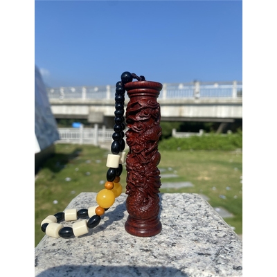 紫檀木盘龙柱手把件男士随身手上盘玩文玩车挂件