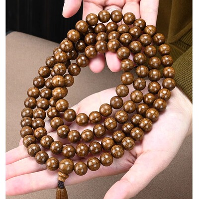 精品六道木老料手链108颗龙须藤降龙木六条纹佛珠20手串