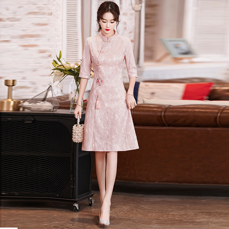 中式改良旗袍大码气质遮肚连衣裙