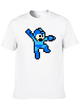 洛克人Rockman1987经典卡通动漫周边印花纯棉短袖T恤大码情侣衫潮