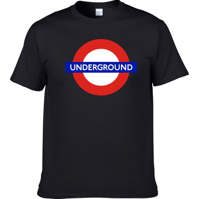 underground伦敦地铁经典标志图案纯棉男女短袖圆领宽松上衣T恤衫