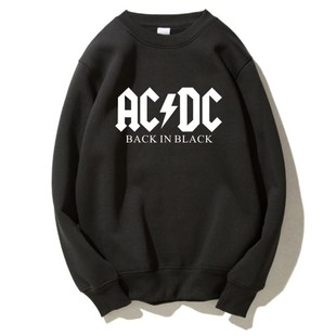 ACDC金属摇滚乐队 Back in black秋冬季圆领加绒加厚宽松长袖卫衣