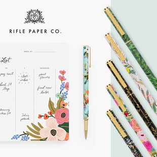 美国RIFLE CO.宝珠笔优美印花盖帽0.7签字笔水笔不锈钢黄铜 PAPER