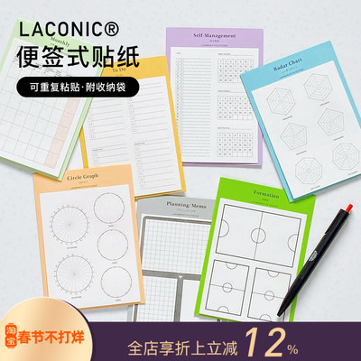 LACONIC功能型手帐贴纸月计划清单备忘自我管理雷达图圆形图