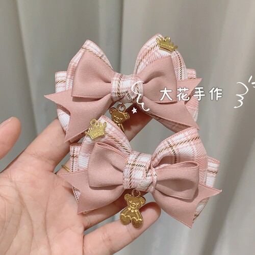 英伦风学院风格子小熊发饰JK
