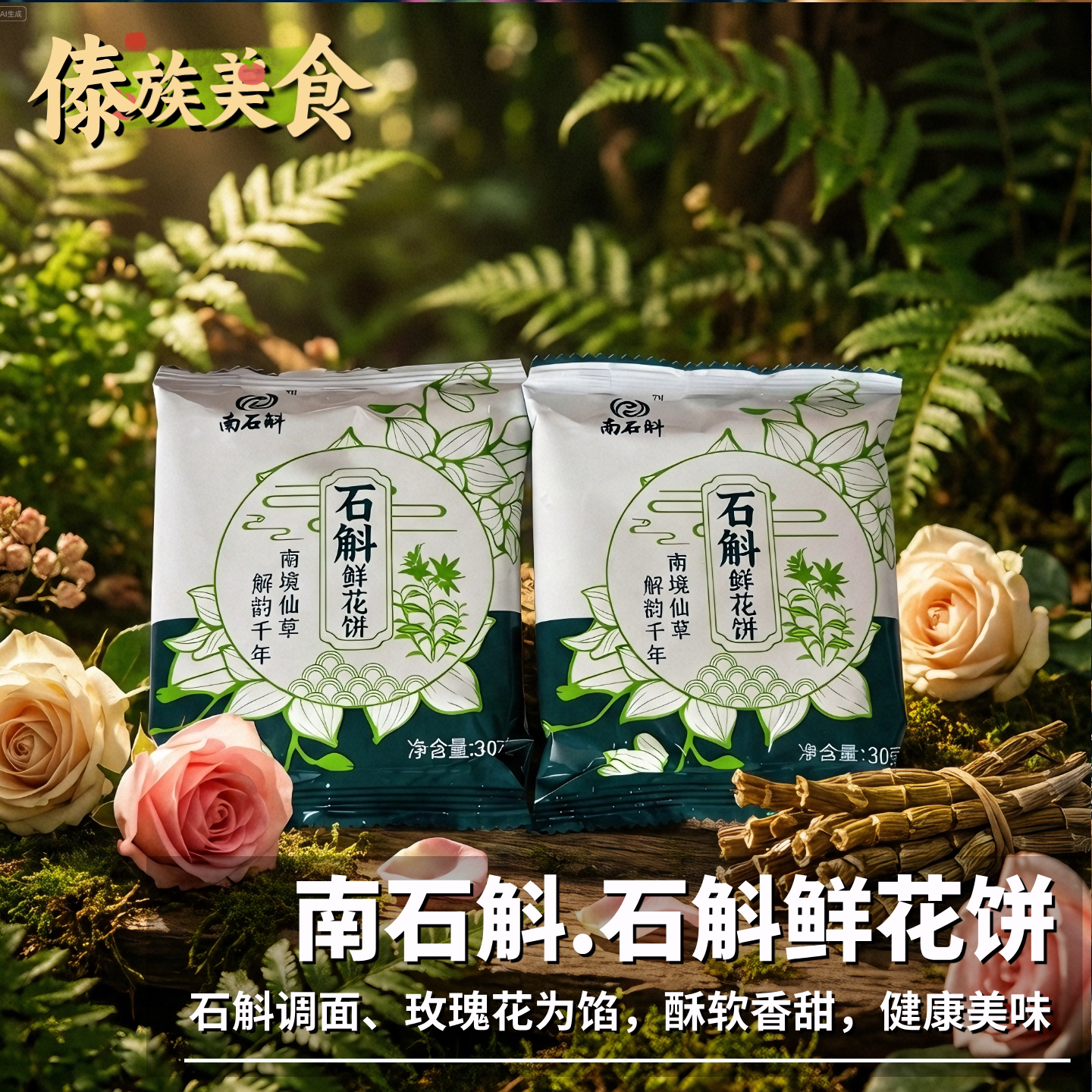 云南石斛鲜花饼网红手工糕点传统特产零食小吃玫瑰饼礼盒装早餐