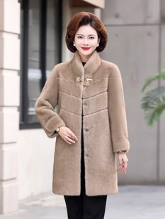 水貂絨大衣中年女裝 氣質皮毛一體仿皮草上衣 外套2023新款 媽媽冬裝