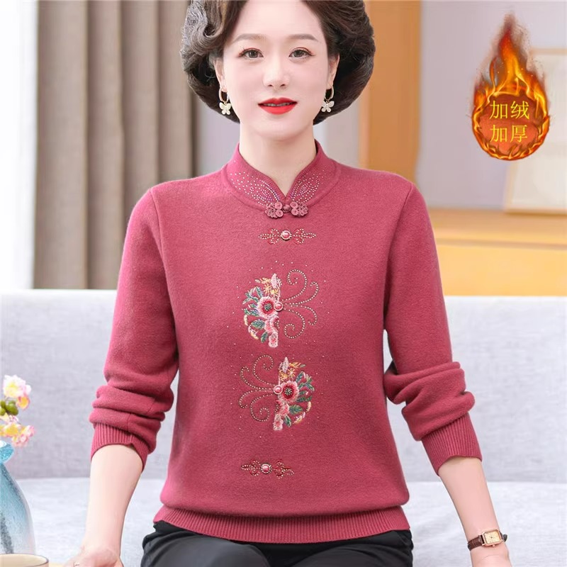 中老年女加绒加厚针织内搭打底