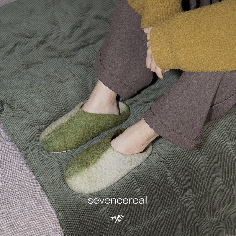 七谷|原创复古拼色家拖鞋 尼泊尔手工羊毛毡拖鞋 日式静音防滑,居家布艺,居家棉拖/棉鞋,淘宝优惠券,粉丝福利购,淘宝优惠卷