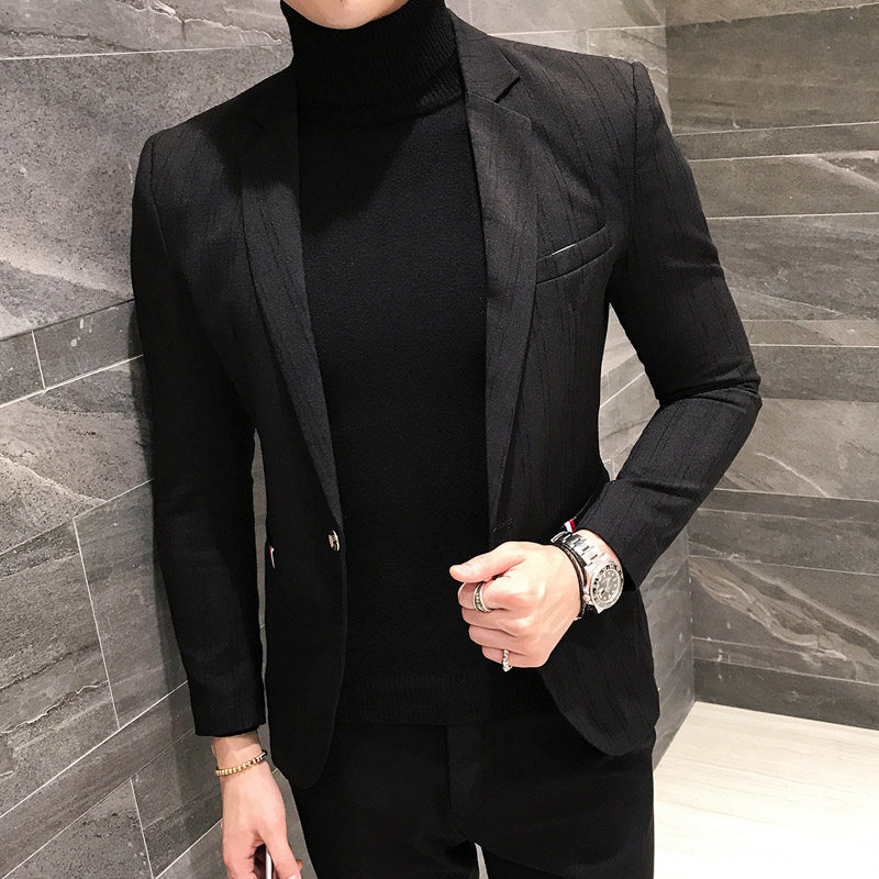 black leisure time Suit man coat Korean Edition fashion Blazer Youth Trend A button stage costumein the Men's clothing, Suits  category - from Buy2taobao.com to provide professional Taobao agent buy service