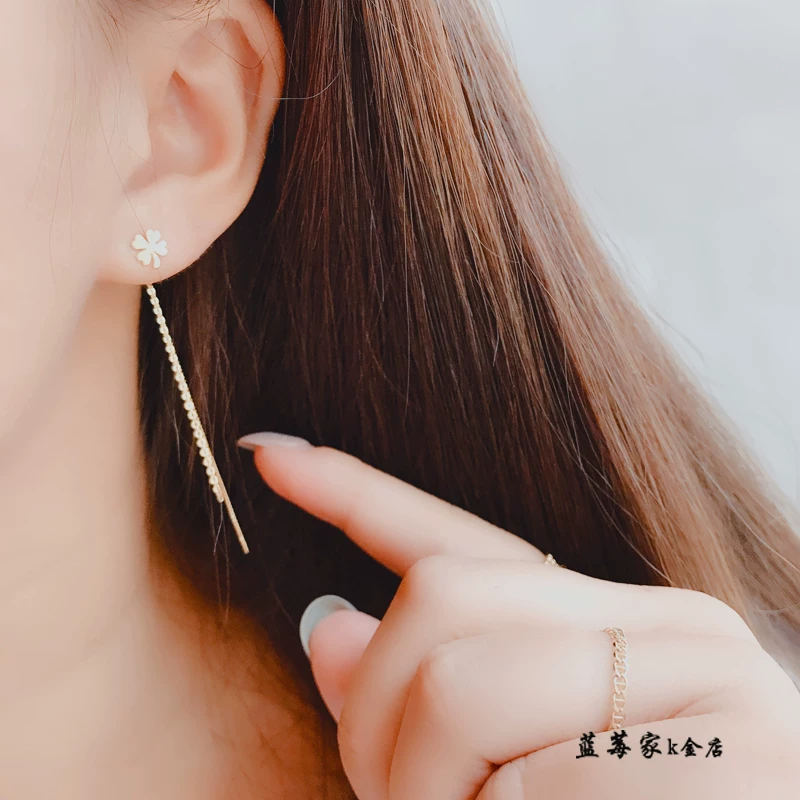 Изысканные блестящие серьги-цветы, 14 карат